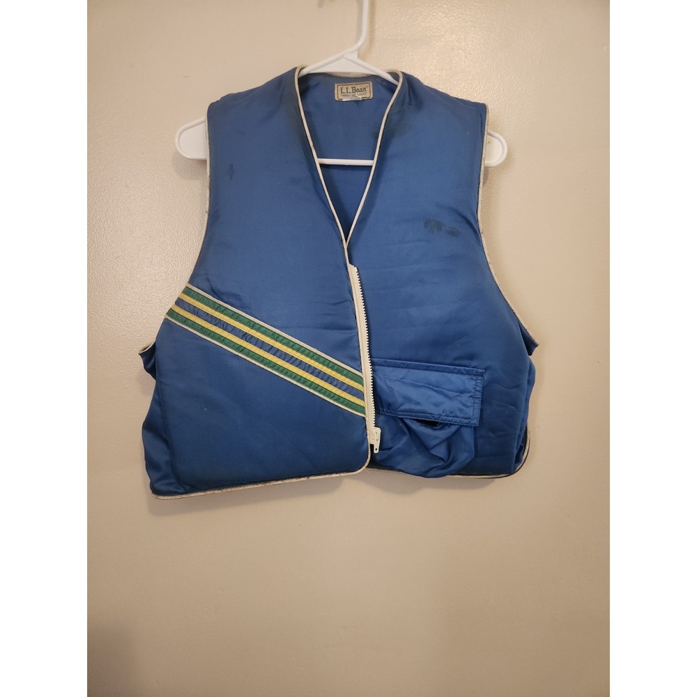 Vintage LL Bean Life Jacket HTF Freeport‎ Maine Blue Stripe USA Made Size L-xl